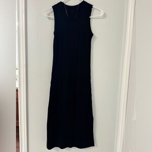 Banana Republic Factory Blue Sheath Midi Dress Mock Neck Sleeveless